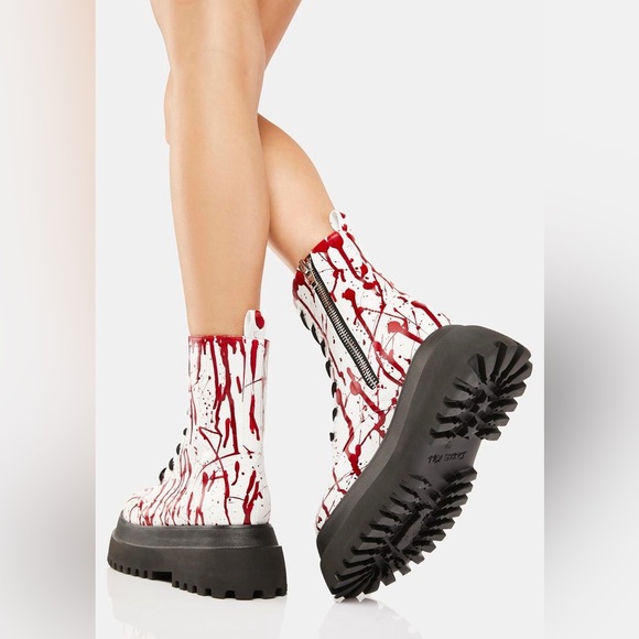 Dolls Kill TRICKZ N' TREATZ SCREAM QUEEN COMBAT BOOTS Size 9 Platform Gothic - Picture 13 of 15